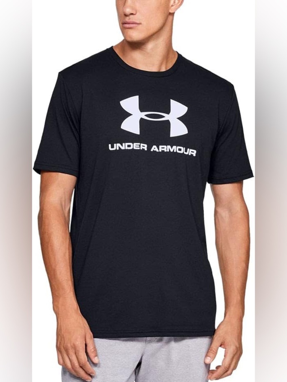 Under Armour LG Men’s Black Short-Sleeve Tee with White Logo